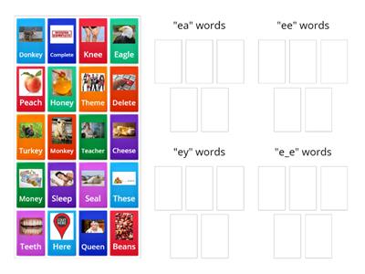 Long "e" vowel sound words