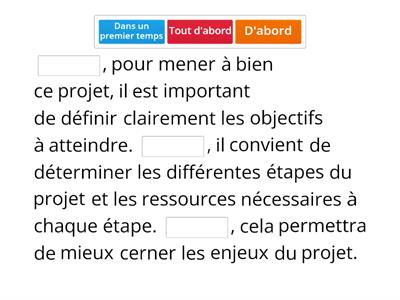 Les mots de transitions dans un contexte professionnel, secteur bancaire