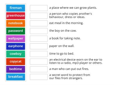 Matching the words (compound noun)