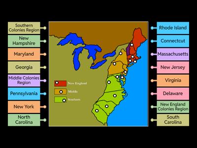 Label the 13 Colonies