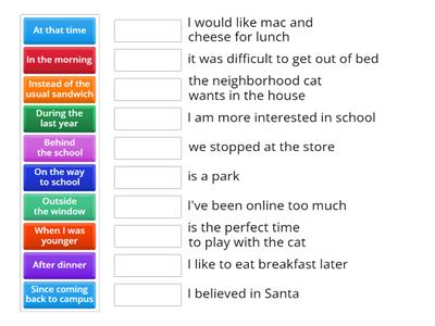 Prepositional phrases