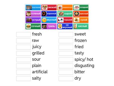 Food adjectives flavours