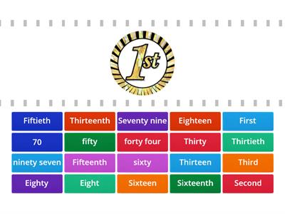 Numbers 1-100 and ordinal numbers