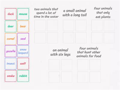 SB:EX1P31 Find these animals from the list in Exercise 1. Try not to name any animal more than once.