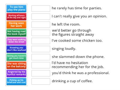 Participle Clauses Match-up