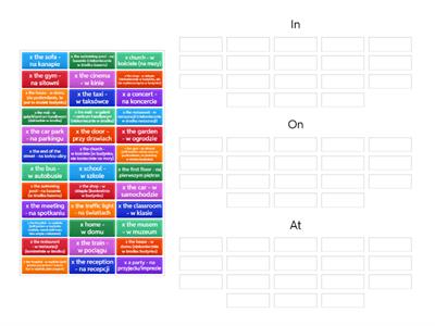 Prepositions of place: in, at, on 