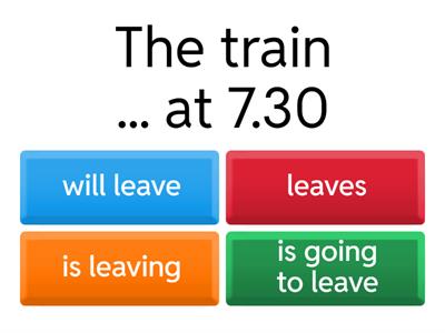 Future (Will, Present Simple, Present Continuous, going to) v