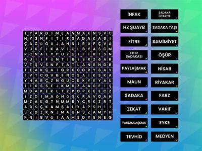 8-2 ZEKAT VE SADAKA KELİME BULMACA
