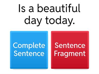 Complete Sentences vs. Sentence Fragments