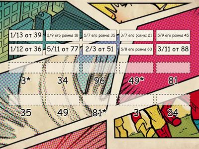 Нахождение части целого от числа и числа по его части. Игра Найди пару