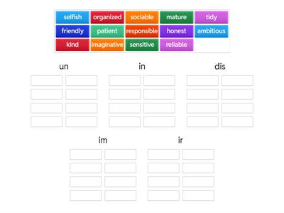new english file intermediate unit 1B negative prefixes