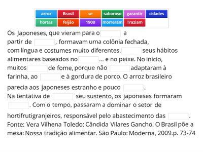 Compreensão leitora -  Texto lacunado  