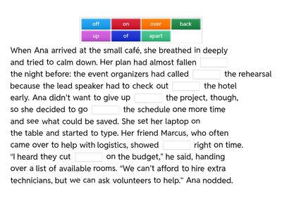 Unit 1: phrasal verbs - story