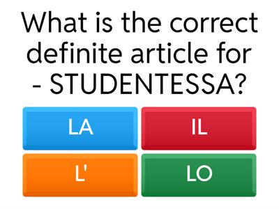 Definite articles - singular forms - Italian