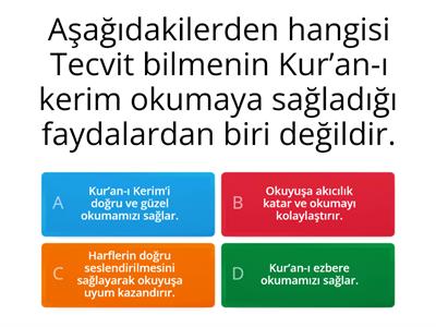 6. SINIF KUR'AN ÇALIŞMA SORULARI