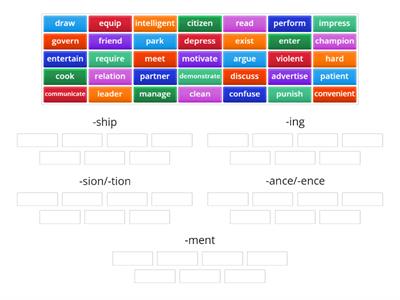 Vocabulary (B1, B2) Noun suffixes