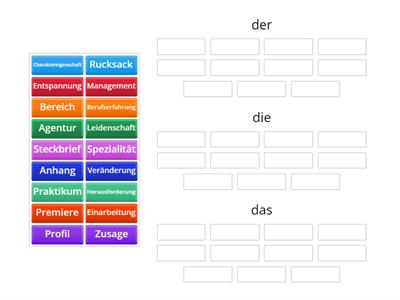 Brückenelement Linie 1 L1 Vokabeln der - die - das