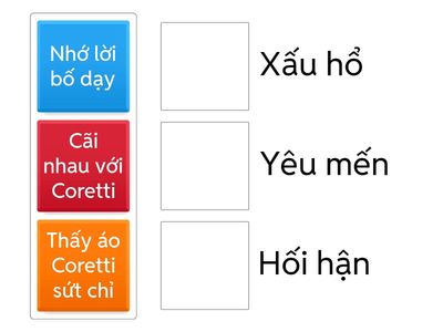 Nối các dòng sau cảm xúc tương ứng của Enrico :