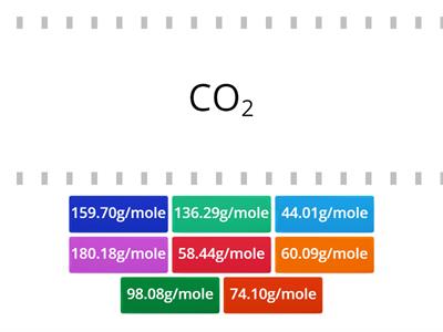 Match each compound with its molar mass.