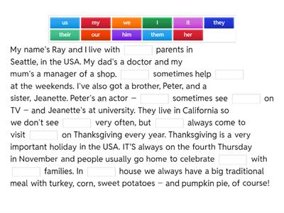  Pronouns (personal, possessive and object)