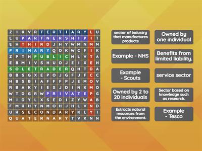 Wordsearch Organisation types