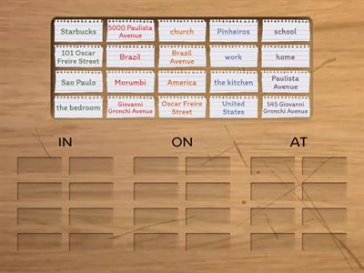 Preposition of place in / on / at