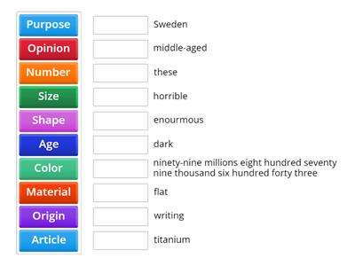 Order of the adjectives