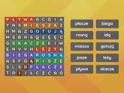 Znajdź czasowniki w liczbie pojedynczej i mnogiej