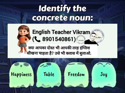 Concrete and abstract noun by Vikram (Contact- 8901540861) 