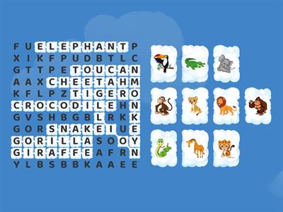 Jungle Animals Word search