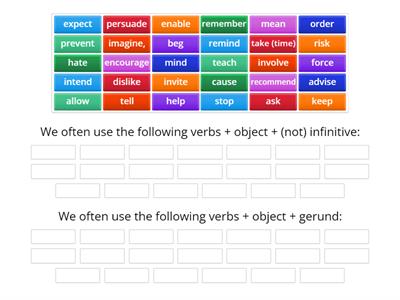 Verb + object + infinitive or gerund