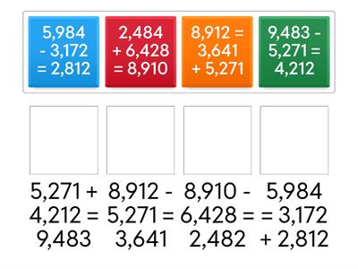 Match the inverse calculations.