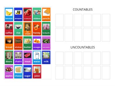 COUNTABLES AND UNCOUNTABLES Easy version