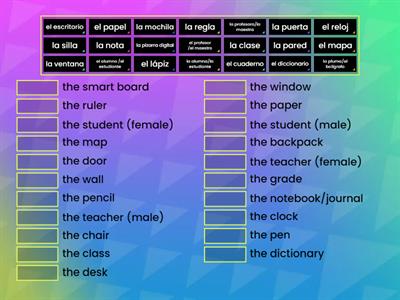 LA CLASE Y LA ESCUELA Vocabulary