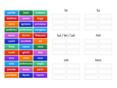 collega i verbi al loro soggetto