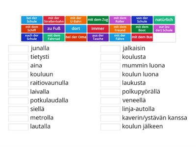 Los geht's 2 kpl 8 datiiviprepositiot ja kulkuneuvot