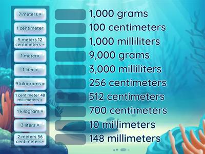 Metrics  m, cm, kg, g, L, ml-Match up