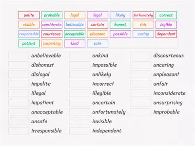 Solutions pre-inter 3rd Unit 3 E Negative prefixes