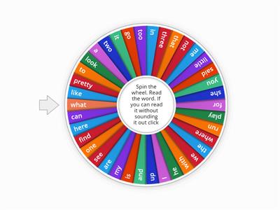 K1 Sight Word Wheel