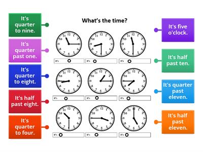 Time - half past, quarter past, quarter to