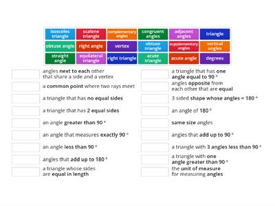 Geometry terms: angles and triangles