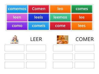 CONJUGACIÓN DE VERBOS: LEER Y COMER EN PRESENTE DE INDICATIVO