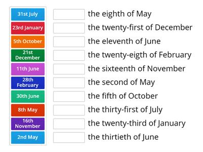 Dates (day + month)