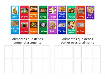 Alimentos saludables Vs Alimentos no tan saludables