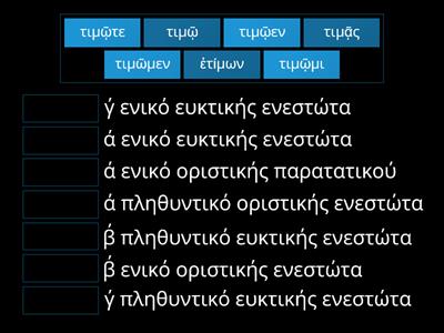 Συνηρημένα ρήματα: Α΄ τάξη - τιμάω-ῶ