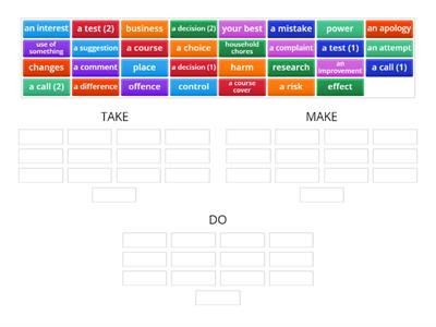 Collocations with take, make, do