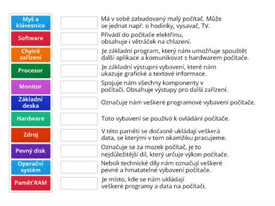 Spojte obrázky nebo slova se správnou definicí.