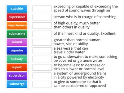 Prefixes sub-, super-