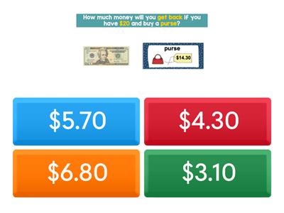 Subtraction Word Problem (Making Change)