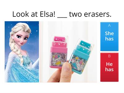 She/He has (stationery)